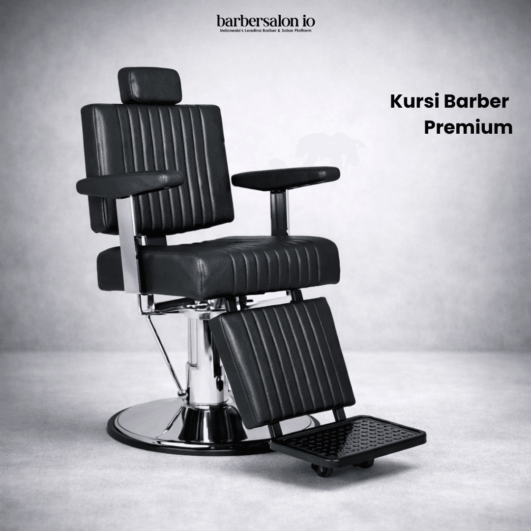 Kursi Barber Premium Hydraulic Reclining Chair Profesional dengan Sandaran Kaki & Headrest Adjustable